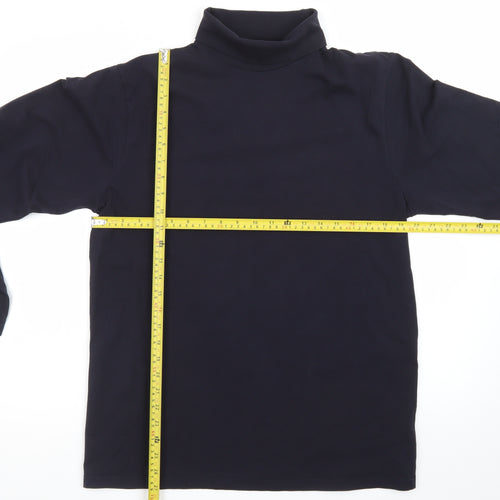 Henbury Men's Black Roll Neck Long Sleeve Cotton T-Shirt M