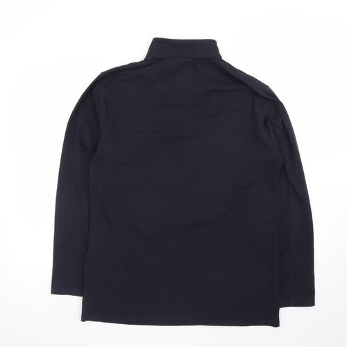 Henbury Men's Black Roll Neck Long Sleeve Cotton T-Shirt M