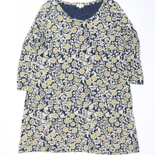 Mistral Womens Blue Floral Cotton Knee Length Shift Dress Size 18