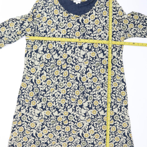 Mistral Womens Blue Floral Cotton Knee Length Shift Dress Size 18