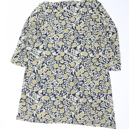 Mistral Womens Blue Floral Cotton Knee Length Shift Dress Size 18