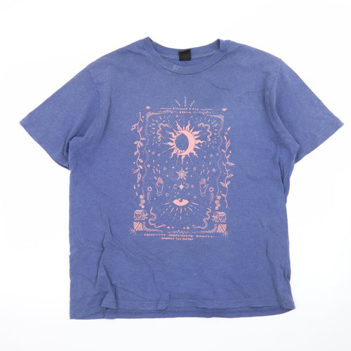 Urban Outfitters Men's Blue Cosmic Graphic Cotton T-Shirt Size M