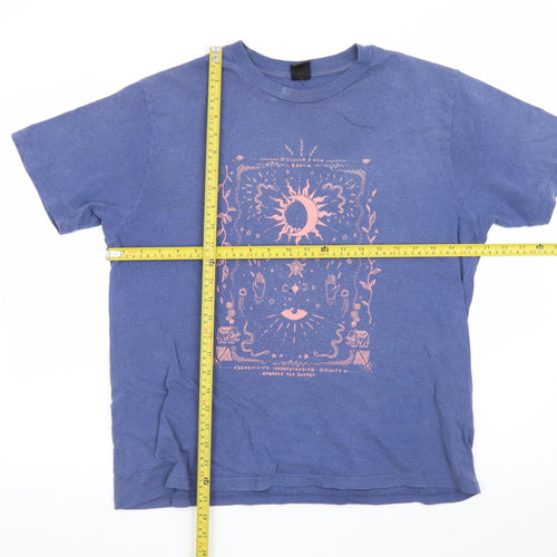 Urban Outfitters Men's Blue Cosmic Graphic Cotton T-Shirt Size M