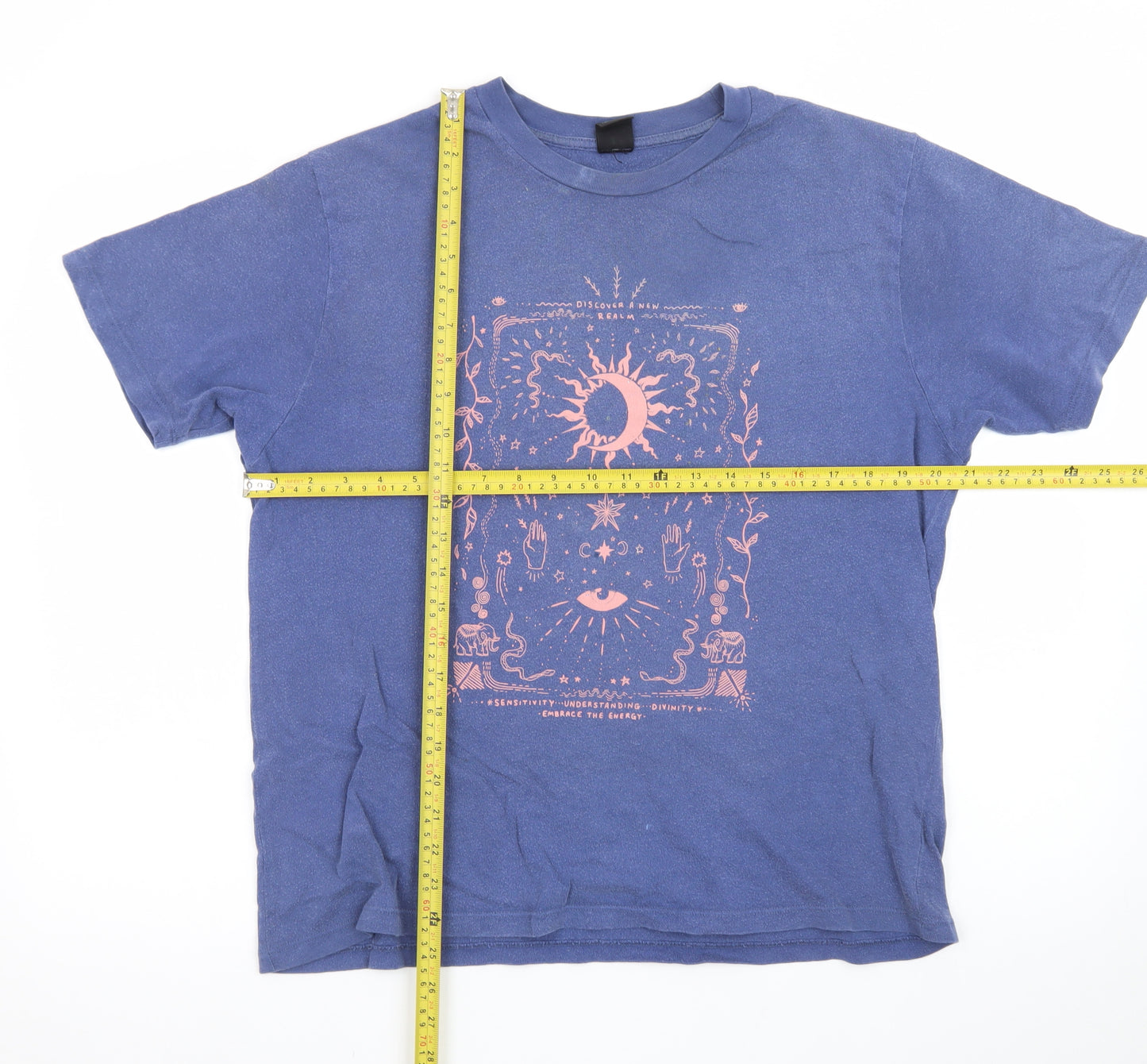 Urban Outfitters Men's Blue Cosmic Graphic Cotton T-Shirt Size M
