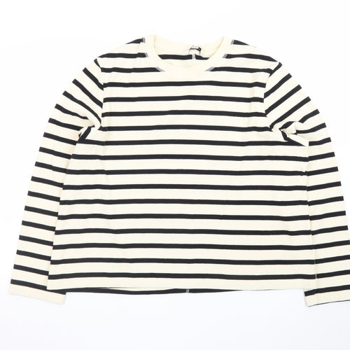 Marks and Spencer Women’s Black Striped Long Sleeve Cotton T-Shirt Size 18