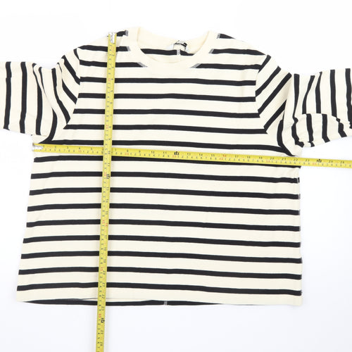 Marks and Spencer Women’s Black Striped Long Sleeve Cotton T-Shirt Size 18