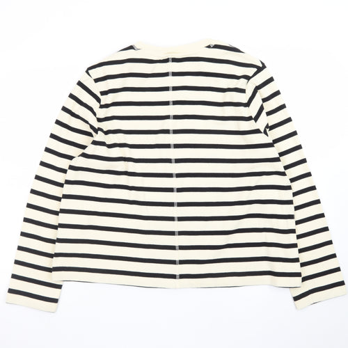 Marks and Spencer Women’s Black Striped Long Sleeve Cotton T-Shirt Size 18