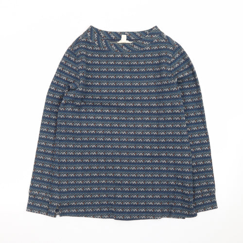 Seasalt Cornwall Women's Blue Fair Isle Organic Cotton Long Sleeve Top Size 8