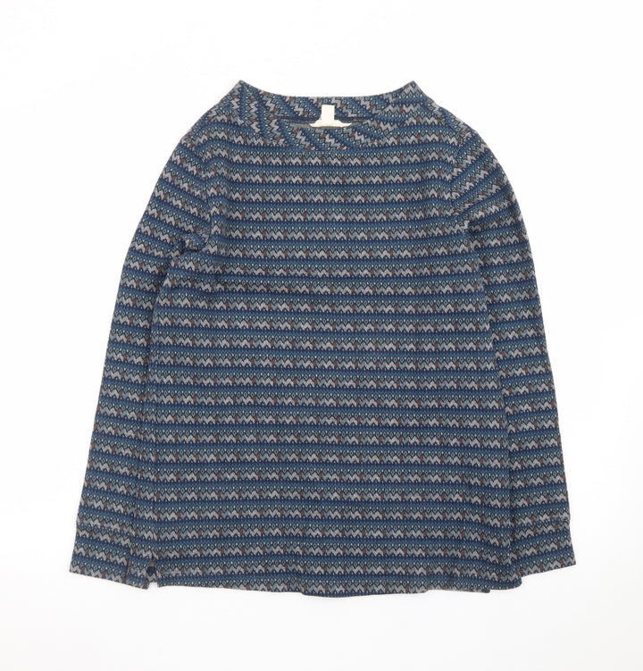 Seasalt Cornwall Women's Blue Fair Isle Organic Cotton Long Sleeve Top Size 8