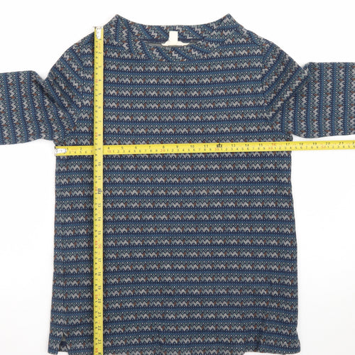 Seasalt Cornwall Women's Blue Fair Isle Organic Cotton Long Sleeve Top Size 8
