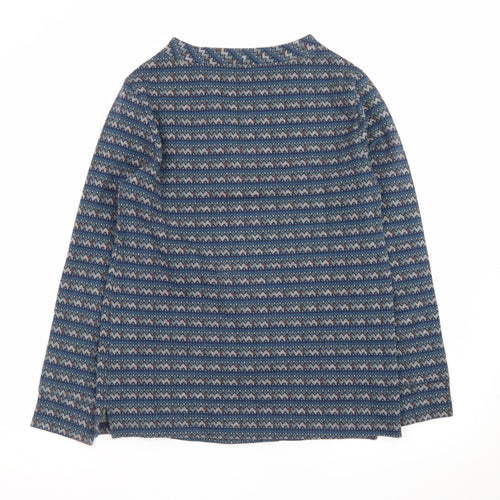 Seasalt Cornwall Women's Blue Fair Isle Organic Cotton Long Sleeve Top Size 8
