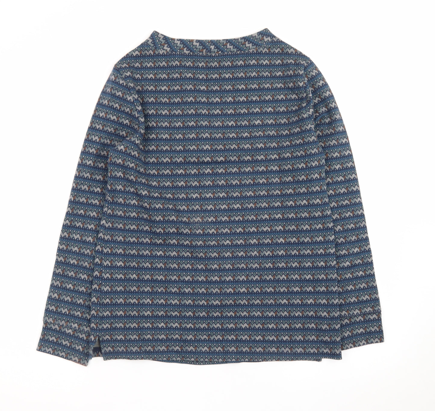 Seasalt Cornwall Women's Blue Fair Isle Organic Cotton Long Sleeve Top Size 8