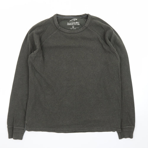 FatFace Men's Green Long Sleeve Regular Fit Cotton T-Shirt Size M