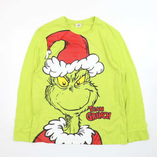 The Grinch Men's Green Long Sleeve Christmas Graphic T-Shirt Size L