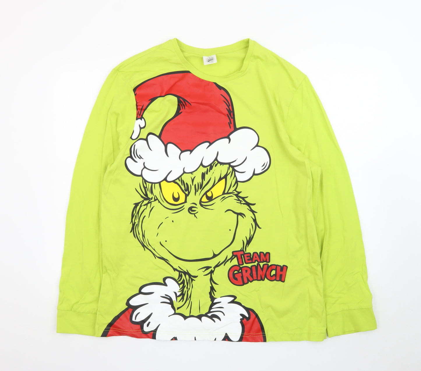 The Grinch Men's Green Long Sleeve Christmas Graphic T-Shirt Size L