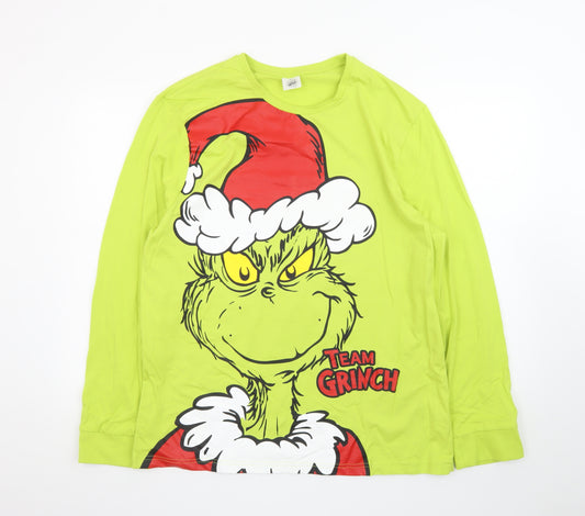 The Grinch Men's Green Long Sleeve Christmas Graphic T-Shirt Size L