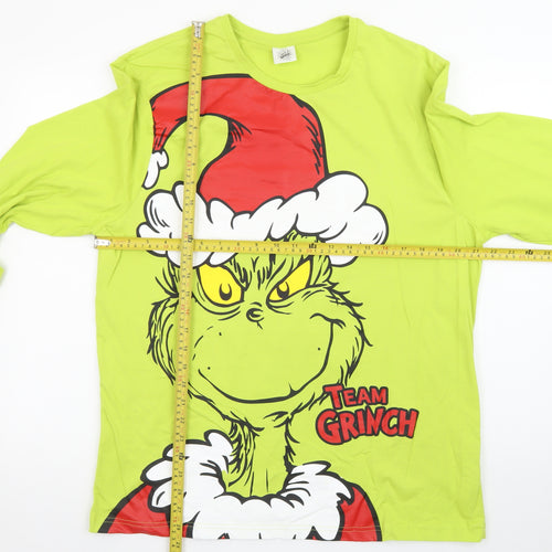 The Grinch Men's Green Long Sleeve Christmas Graphic T-Shirt Size L