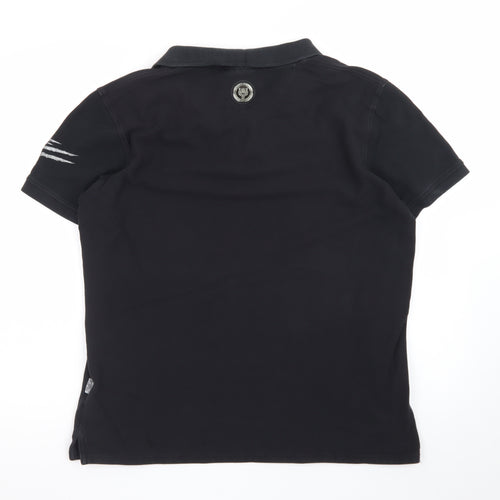 Plein Sport Men's Black 2XL Cotton Tiger Logo Polo Shirt