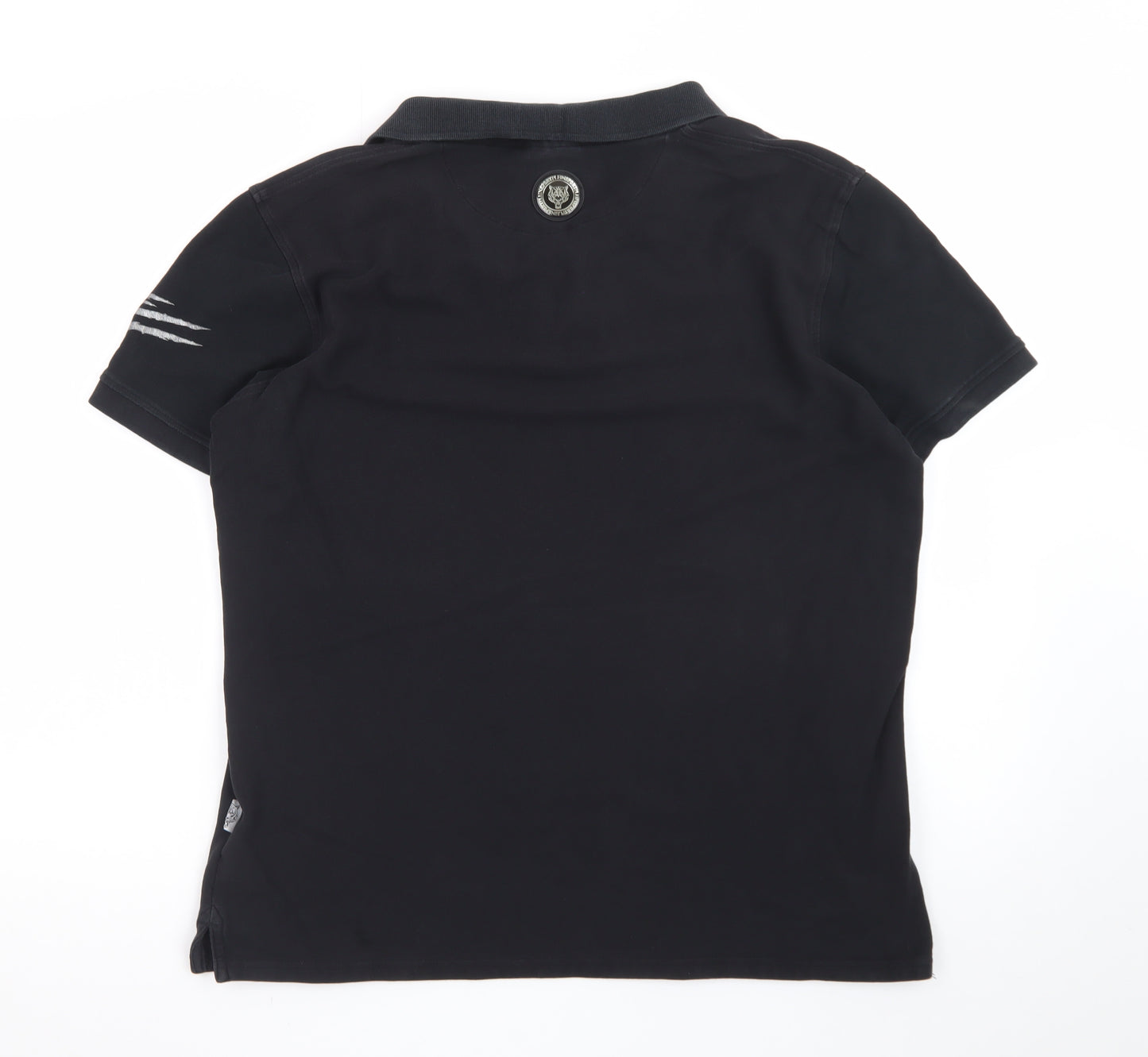 Plein Sport Men's Black 2XL Cotton Tiger Logo Polo Shirt