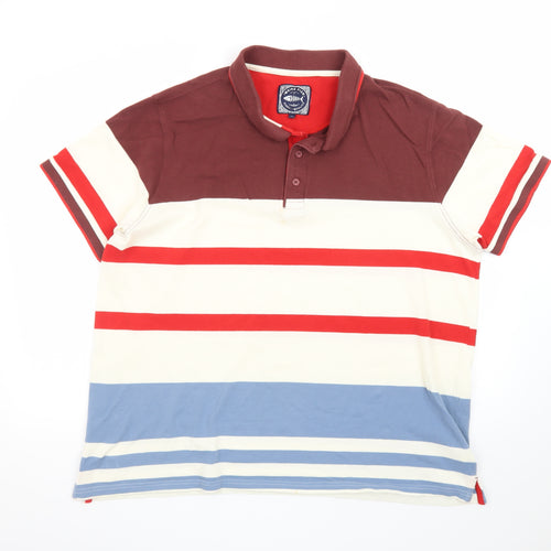 Weird Fish Men's Multicoloured 2XL Striped Cotton Polo Shirt