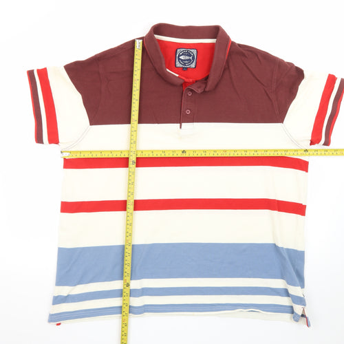 Weird Fish Men's Multicoloured 2XL Striped Cotton Polo Shirt
