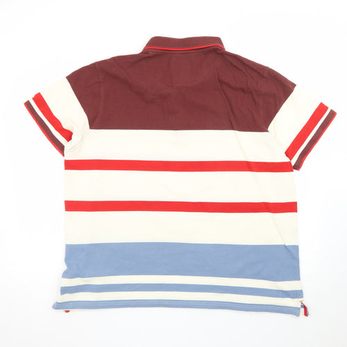 Weird Fish Men's Multicoloured 2XL Striped Cotton Polo Shirt