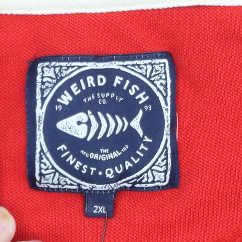 Weird Fish Men's Multicoloured 2XL Striped Cotton Polo Shirt