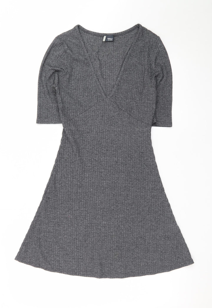 Sparkle & Fade Women’s Grey Knit A-Line Stretch Dress XS