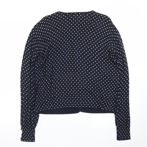 Next Women Blue Polka Dot Cardigan Size 14 Round Neck Knitwear
