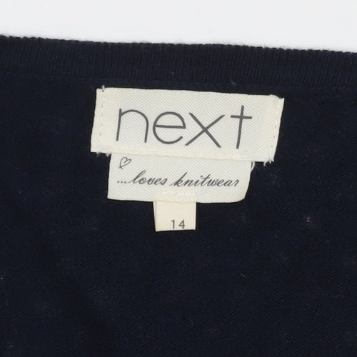 Next Women Blue Polka Dot Cardigan Size 14 Round Neck Knitwear