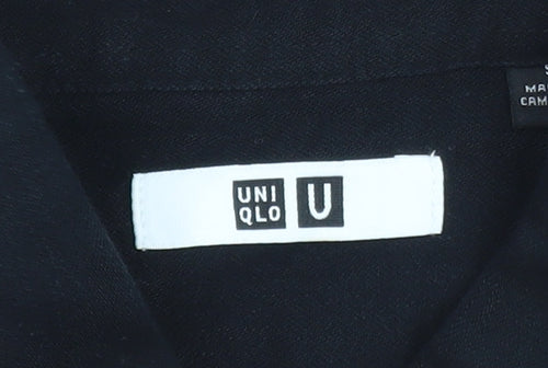 Uniqlo Women Black Lyocell Belted Long Sleeve Shirt Dress S