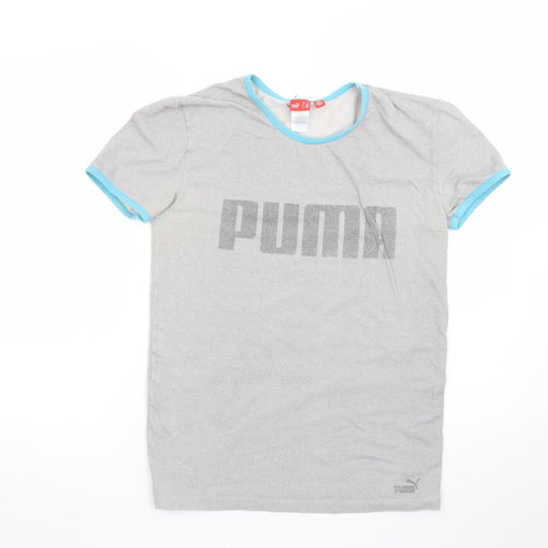 Puma Men's Grey Short Sleeve Crew Neck Logo T-Shirt Size M