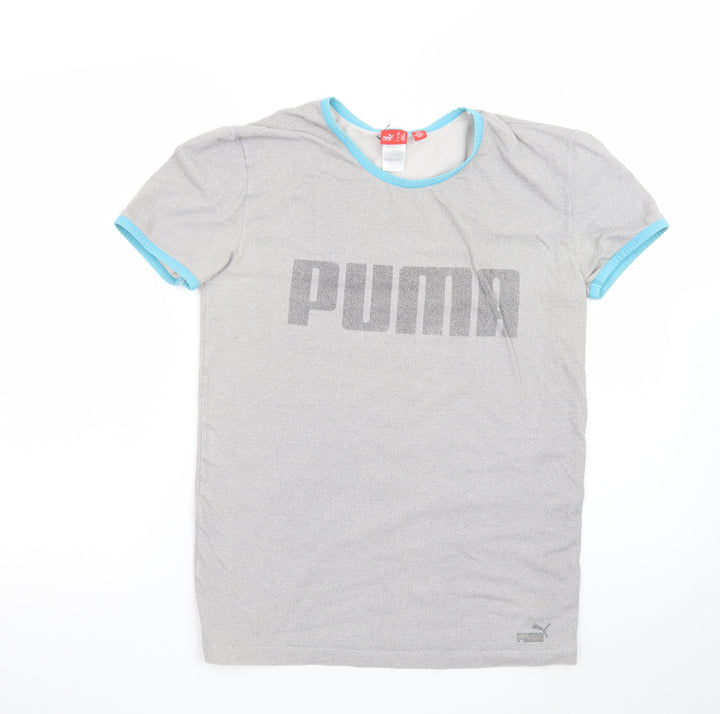 Puma Men's Grey Short Sleeve Crew Neck Logo T-Shirt Size M
