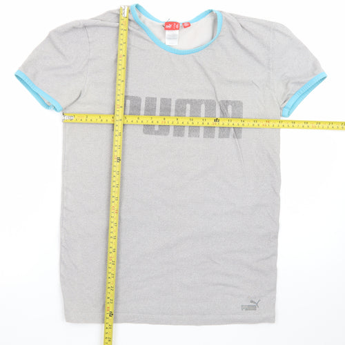 Puma Men's Grey Short Sleeve Crew Neck Logo T-Shirt Size M