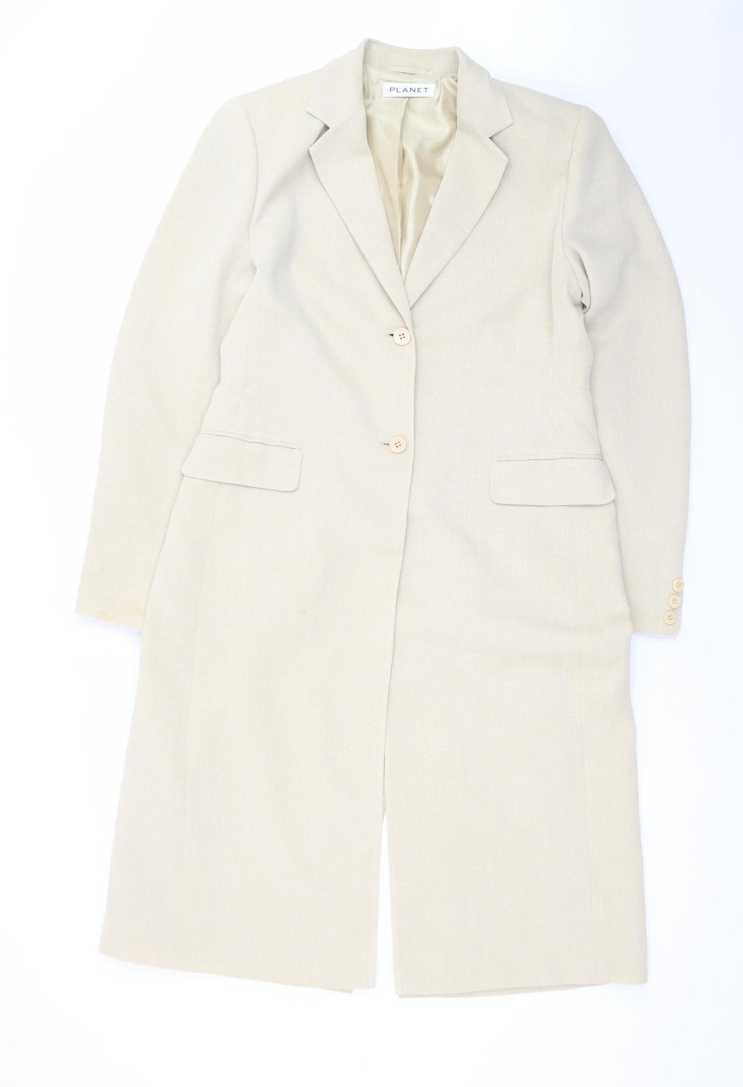 Planet Women Beige Size 12 Long Sleeve Collared Jacket Dress