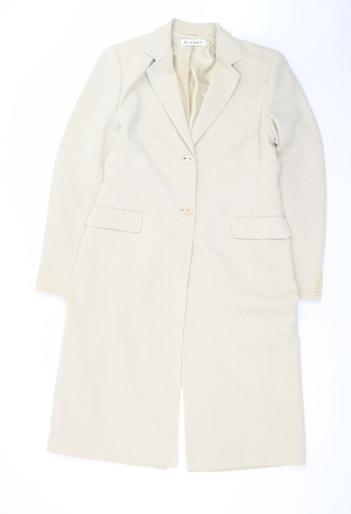 Planet Women Beige Size 12 Long Sleeve Collared Jacket Dress