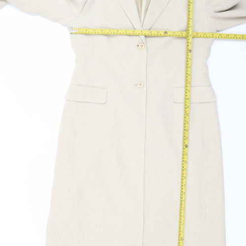 Planet Women Beige Size 12 Long Sleeve Collared Jacket Dress