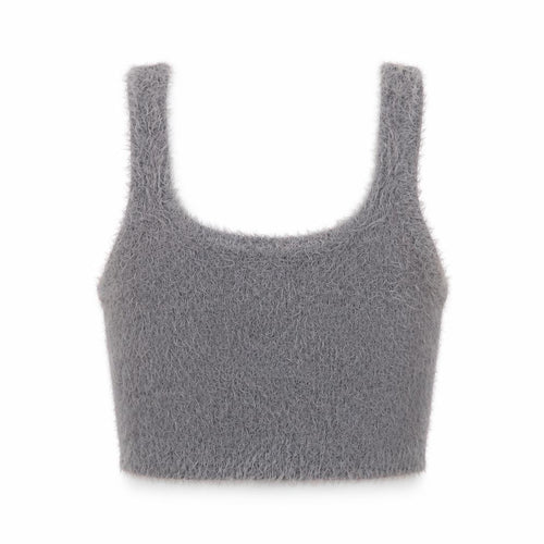 Stradivarius Women's Grey Fuzzy Knit Camisole Tank Top Size M