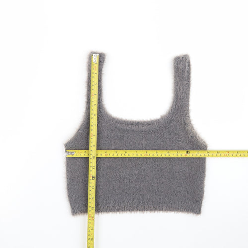 Stradivarius Women's Grey Fuzzy Knit Camisole Tank Top Size M
