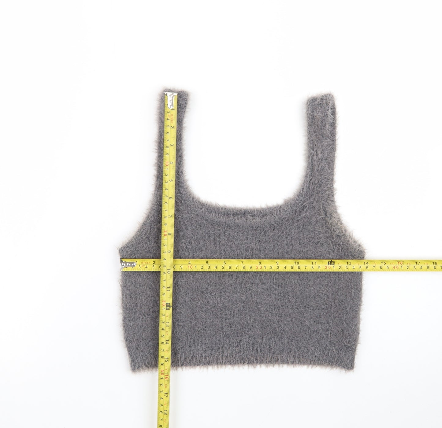 Stradivarius Women's Grey Fuzzy Knit Camisole Tank Top Size M