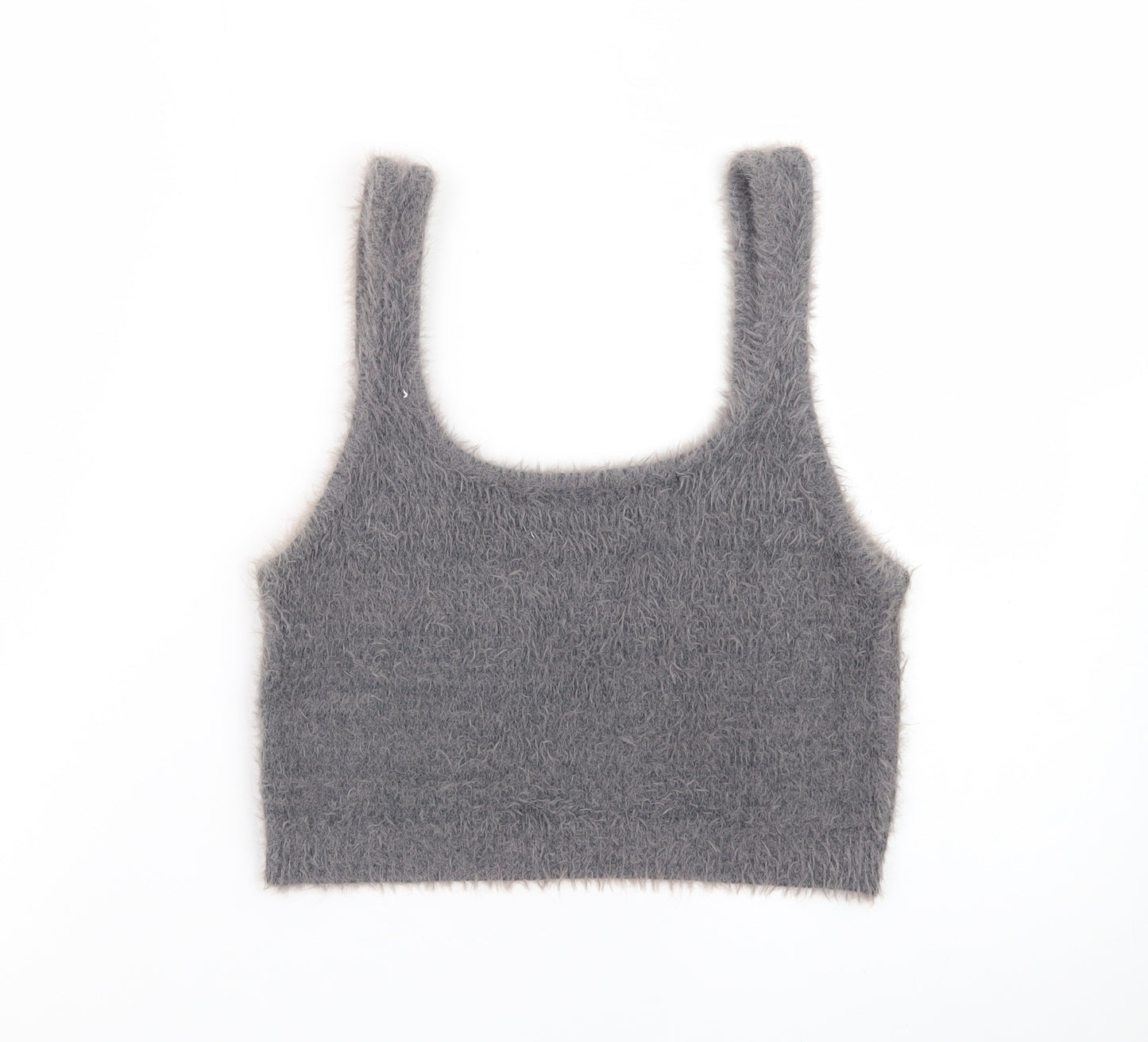 Stradivarius Women's Grey Fuzzy Knit Camisole Tank Top Size M
