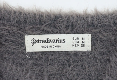 Stradivarius Women's Grey Fuzzy Knit Camisole Tank Top Size M