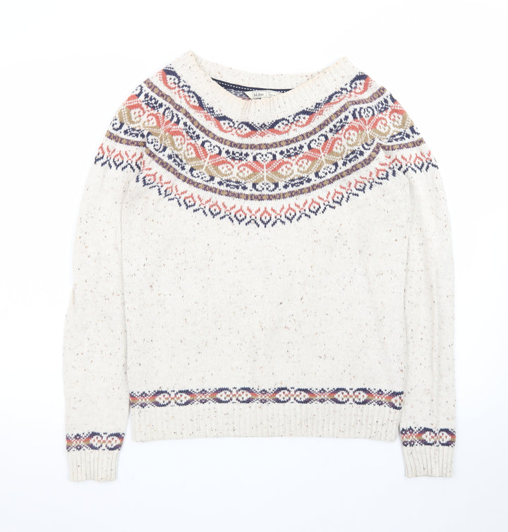 Fat Face Women's Beige Fair Isle Crew Neck Jumper Size 12