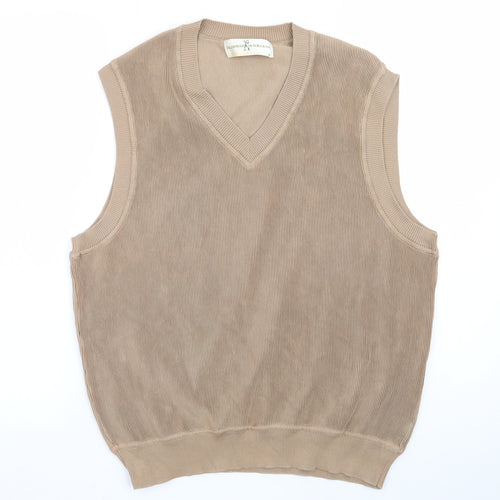Fairway & Greene Men's Beige Cotton V-Neck Golf Vest L