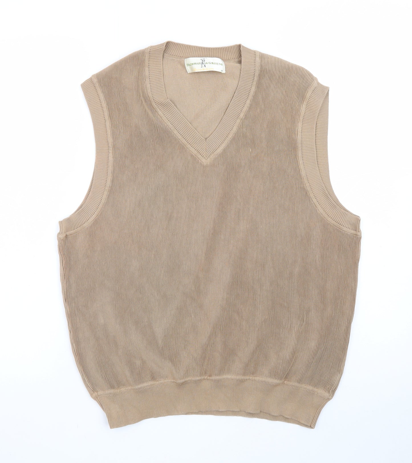Fairway & Greene Men's Beige Cotton V-Neck Golf Vest L