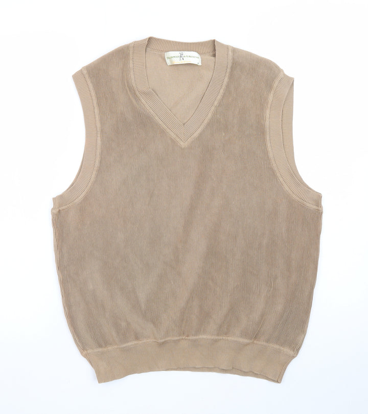 Fairway & Greene Men's Beige Cotton V-Neck Golf Vest L