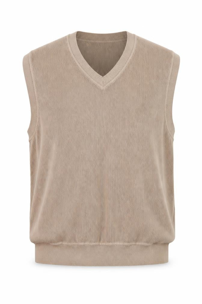 Fairway & Greene Men's Beige Cotton V-Neck Golf Vest L