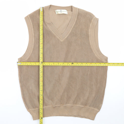 Fairway & Greene Men's Beige Cotton V-Neck Golf Vest L