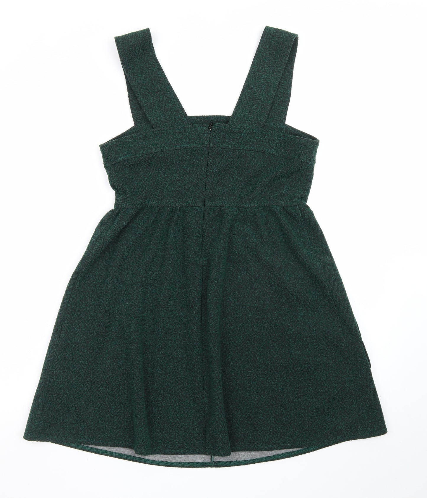 Topshop Women Green Size 12 Pinafore Dress with Pockets