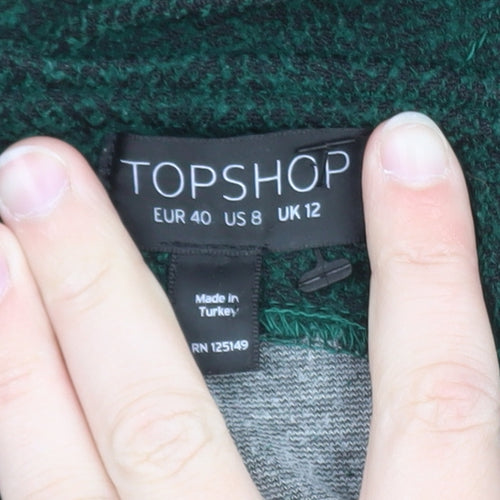 Topshop Women Green Size 12 Pinafore Dress with Pockets